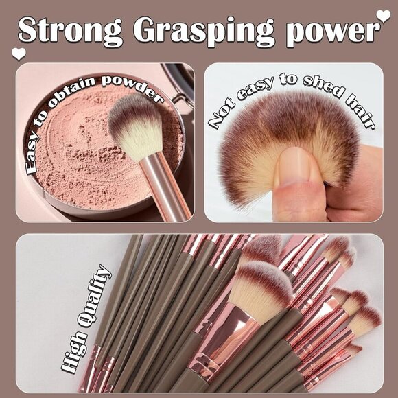 🆕Women Brown Brush Set 52Pcs Makeup Tool Premium Synthetic Eye Makeup Brushes - Picture 5 of 9